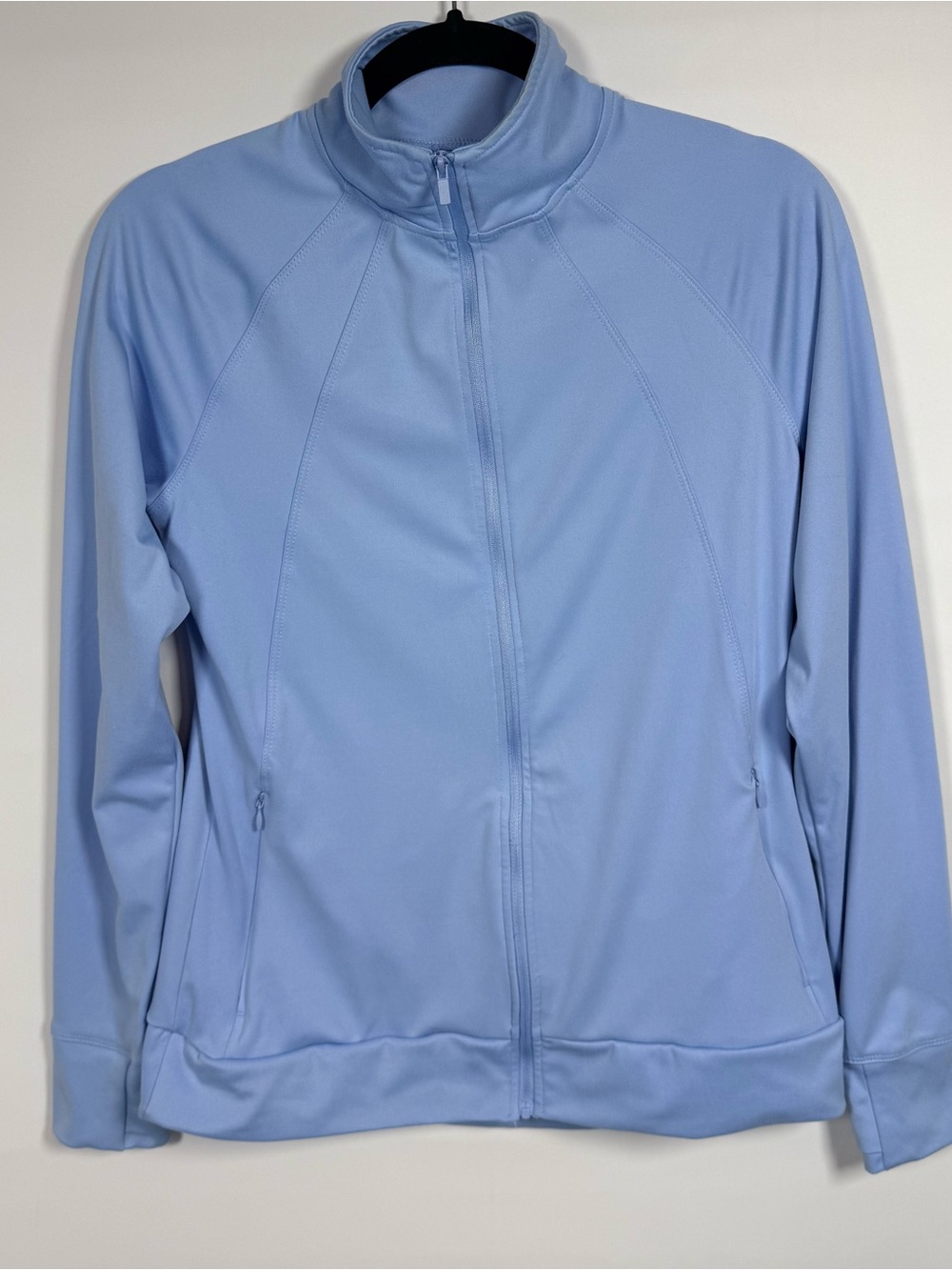 Jockey Blue Athletic Full Zip Jacket Thumb Holes Lightweight Zip-Up Size S